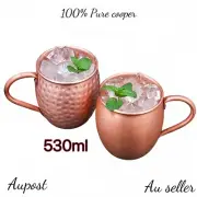 Set of 2 Pure Copper Moscow Mule mug cups Beer tea Coffee cups for campaign&bar