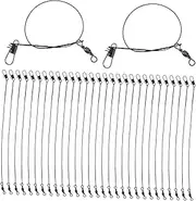 Fishing Tackle 50pcs Steel Wire Leaders for Fishing Line Sturdy Wire Leader with Swivel Snap Hooks