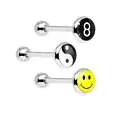 14ga Logo Tongue Piercing Barbell 3 Pack