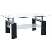 vidaXL Coffee Table Black and Transparent Tempered Glass Couch Dinner Table
