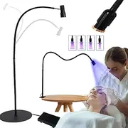 2 in 1 Uv Lash Lamp with Foot Pedal Uv Lash Lamp Kit Uv Led Lamp for Lash Extensions 395nm UV LED Black Light Fixtures with Gooseneck and Clamp for UV Gel Nail Lash Artists