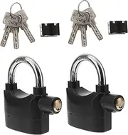 JUMPLAWN 2Pcs Bike Padlock Durable Security Alarm Lock for Doors Bicycles Motorcycles with Keys Easy to Carry Theft Protection Black