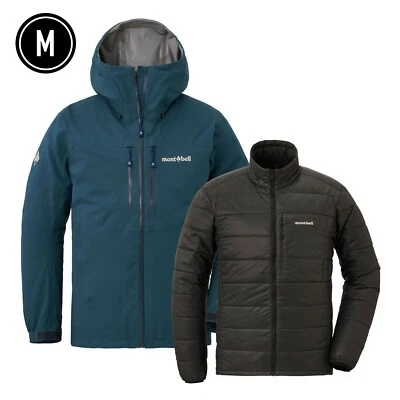 mont-bell 3in1 Fall Line Parka M Blue Green Snow Sports Alpine Hoodie Jacket New