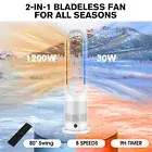 Yopower 2024 Electric Portable Bladeless Tower Fan Cooler and Heater for Home