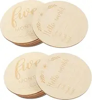 TEHAUX Baby Monthly Milestone Cards Round Wooden Baby Milestone Cards Set Newborn Photography Props for Boys and Girls