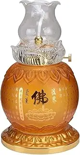 Classic Oil Lamp Retro Kerosene Lamp Buddha Front Glass Oil Lamps Glass Kerosene Lights Buddha Front Hurricane Lamp Vintage Lantern Portable