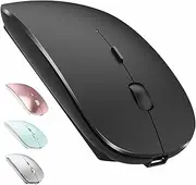Wireless Bluetooth Mouse for MacBook Pro/Air/Mac/iPad/Laptop/Desktop/Mac/PC/Computer/Phone - Portable Slim Quiet Office Mice with USB-C Adapter 2.4GHz Wireless Mice (Black)