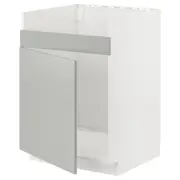 METOD base cab f HAVSEN single bowl sink, white/Havstorp light grey, 60x60x80 cm