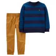 CARTER'S Toddler 2-Piece Striped French Terry Pullover & Pant Set in 12M