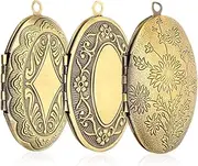 [TOPPERFUN] Gold Photo Locket Pendant Picture Frame Ornament Photo Frame Ornaments for Necklace Diy Charm