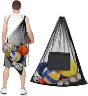 BESPORTBLE Rugby Bag Ball Bags Soccer Ball Bag Mesh Ball Bag Mesh Bags Drawstring Basketball Bag Mesh Sports Bag Net Bag Drawstring Bags Mesh Bag for Balls Volleyball Bag Canvas Black