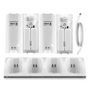 4 Ports Game Console Controller Charging Dock Station Compatible Nintendo Wii U/Wii White