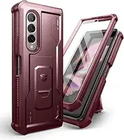 Dexnor for Samsung Galaxy Z Fold 3 5G (2021) Case, Full-Body Dual Layer Rugged Case with Built-in Screen Protector & Kickstand(NO Pen Slot) - Red