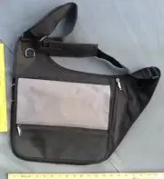 Black w/silvery front flap Briefcase Computer Laptop MESSENGER Case by K & R NEW