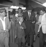 Clark Gable with his stepson Adolph Spreckels surrounded by onlook- Old Photo
