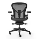 【Herman Miller】Aeron 2.0 人體工學椅 全功能 金屬腳座 鋁合金材質 啞光黑 DW扶手 B size(平行輸入)