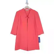 Peter Nygard Womens 12 Petite Long Line Open Front Blazer in Coral NEW