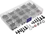 KICHOUSE Car Screw Fastener Kit Assorted Screws Bolts and Nuts Fasteners Hobby Hardware Tool Box Black