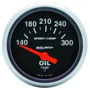 Autometer Sport-Comp Oil Temp Gauge Electric - 140 - 300 F, 2 1/16 Inch, Short Sweep, AU3348