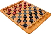 WE Games Solid Wood Checkers Set - Traditional Style with Grooves for Wooden Pieces, 2 Players, Ages 3+