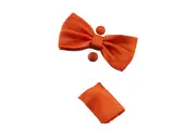Mens Orange Matching Bow Tie, Pocket Square & Cuff Links Set