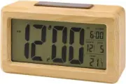 Wooden Digital Alarm Clock, Bedside Clock with Large LED Backlight Display,