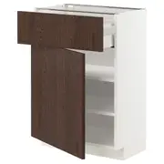 METOD / MAXIMERA base cabinet with drawer/door, white/Sinarp brown, 60x37x80 cm