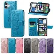 Phone Case For Apple AirTag iPhone 16 Pro Max Plus iPhone 15 14 Pro Max Plus Wallet Case Flip Cover Embossed Magnetic Full Body Protective Butterfly Flower Flo