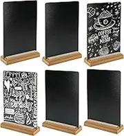 6Pack Tabletop Chalkboard Sign with Base Stand, 15X20cm Place Cards Menu Chalk Board Sign Store Food Signs, Message Boards for Party, Wedding, Event Tables Decoration (Double-Sided)