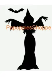 Witch Stencil Large 12" Halloween Curse Chanting Ritual Bat