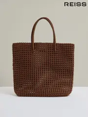 Reiss Tan Nancy Woven Neoprene Tote Bag (F18272) | $460