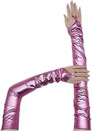[Generic] Women's Lacquer coated hook finger Gloves Fingerless Over Elbow Costume Gloves Long