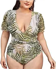 WomenSwimsuit One Piece Plus Size Push Up Swimwear Large Big Plussize Swimming Suits Beachwear Bathing Suits Green, Size : XX-Large Code