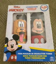 DISNEY JUNIOR Mickey and Goofy 2 Puzzle Pack In Character Tubes - NEW