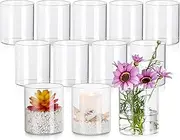 [ZOFUN] Pack of 12 Glass Vases 10 cm High Glass Vases for Table Decoration, 10 x 8.5 cm Glass Vase Large Clear Glass Vase Cylinder Round Flowers Vases Glass Cylinder Vase Small Vases for Table