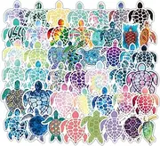 50 Pcs Sea Turtle Stickers Cute Animals Waterproof Vinyl Decals for Water Bottle Laptop Luggage Car Bike Bicycle, Cool Funny Turtle Stickers for Kid Teen Boy