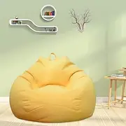 Bean Bag Chair Cover without Filling Lazy Lounger Bean Bag Storage Chair Cover Solid Color Simple Design Recliner Gaming Storage Bag for Indoor Outdoor BeanBag Chair for Adults and Kids 100x120cm (Corn yellow)