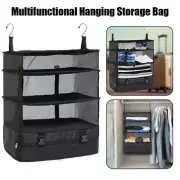 Fold Travel Luggage Organizer with Shelves Hanging Clothes Garment Storage Bag