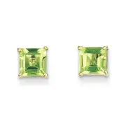 14K Yellow Gold 5mm Square Peridot Stud Earrings Madi K Children's Jewelry