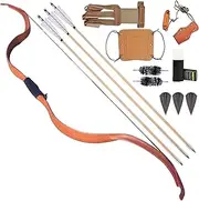 Wolfman Recurve Bow and Arrow Set Handmade Longbow Takedown Bow Traditional Mongolian Horse Bow for Adults/Beginner Archery Outdoor Hunting Target Shooting