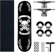 Sports Beginner Skateboard, (Skeleton Player Pattern) 31-inch Seven-Layer Maple Four-Wheel Professional Skateboard Suitable for Young Adults