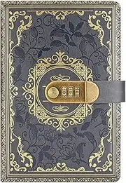 TuoYi Refillable Journal with Lock Diary Organizer with Pen, Vintage Faux Leather A5 College Ruled Lined Pages Locking Journal Notebook
