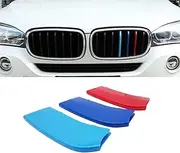 NYZAUTO Three Colored Stripe Grille Insert Trims Compatible with 2014-2018 BMW F15 X5 and 2015-2016 F16 X6 Center Kidney Grill