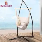 Gardeon Hammock Chair with Steel Stand Cushion Outdoor Hanging Bed Pillow Cream