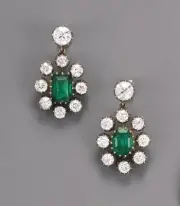 Antique Emerald Cut Simulated Green Emerald Dangle Earring Sterling Silver 925