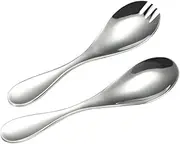 Salad Fork Spoon Creative Round Handle Spoon and Fork Set Kitchen Cooking Utensil