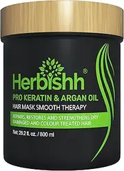 Herbishh Argan Hair Mask-Deep Conditioning & Hydration For Healthier Looking Hair for very Dry, Weak, Stressed Out Hair, No Silicones, No Sulphates, No Parabens (800ml)