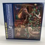 Bits And Pieces Puzzle Glow In The Dark 1000 Pc Puzzle "Christmas Barn"