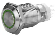 3/4" Stainless Steel Latching Power Switch Button Green Angel Eye 19mm 12V SPST