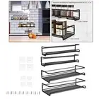 2 Pieces Tier Black Wall Mount Kitchen Hanging Spice Racks for Cabinet Door